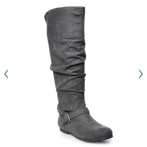 NEW SO Rebecca Women's Knee High Slouch Boots  6.5  Grey 